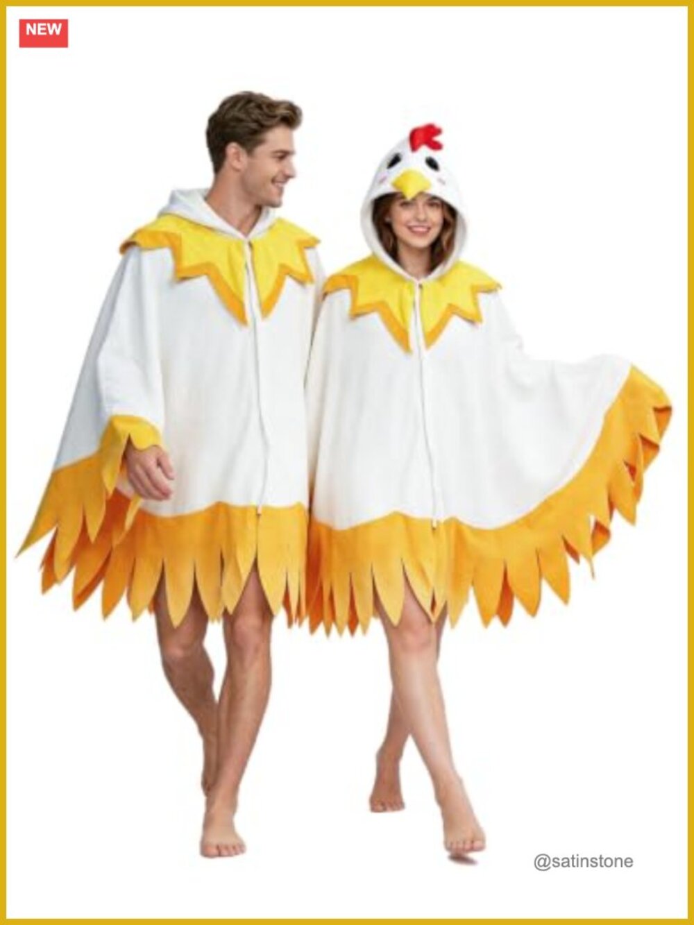 Unisex Adult Hooded Chicken Costume Halloween Cosplay One Size
